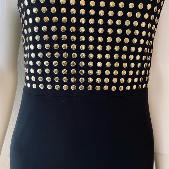 Carmen Marc Valvo Black Dress with Gold Studs - Picture 4 of 5